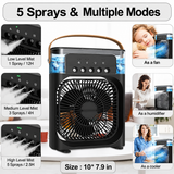 Portable Mini Air Cooler Fan with Water Mist & LED Light
