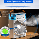 Portable Mini Air Cooler Fan with Water Mist & LED Light