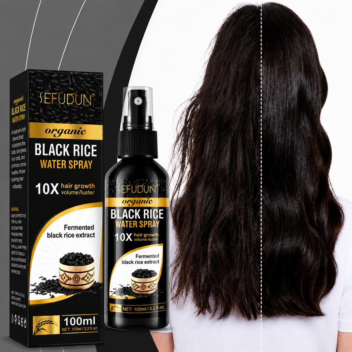 Black Rice Water Spray For Hair Root Strengthening & Growth (Pack Of 2)