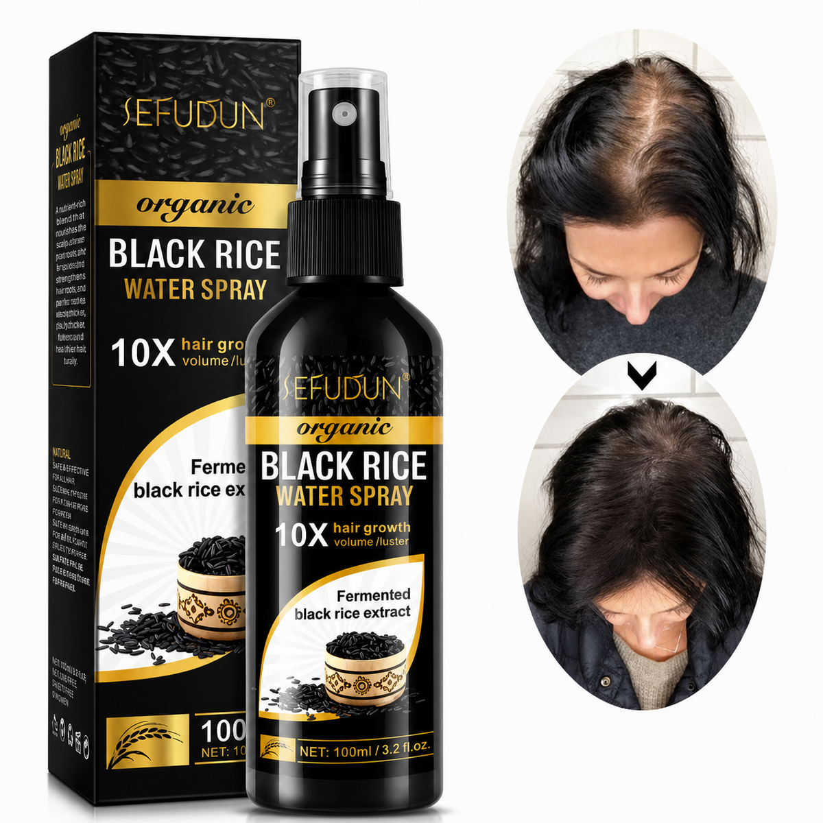 Black Rice Water Spray For Hair Root Strengthening & Growth (Pack Of 2)