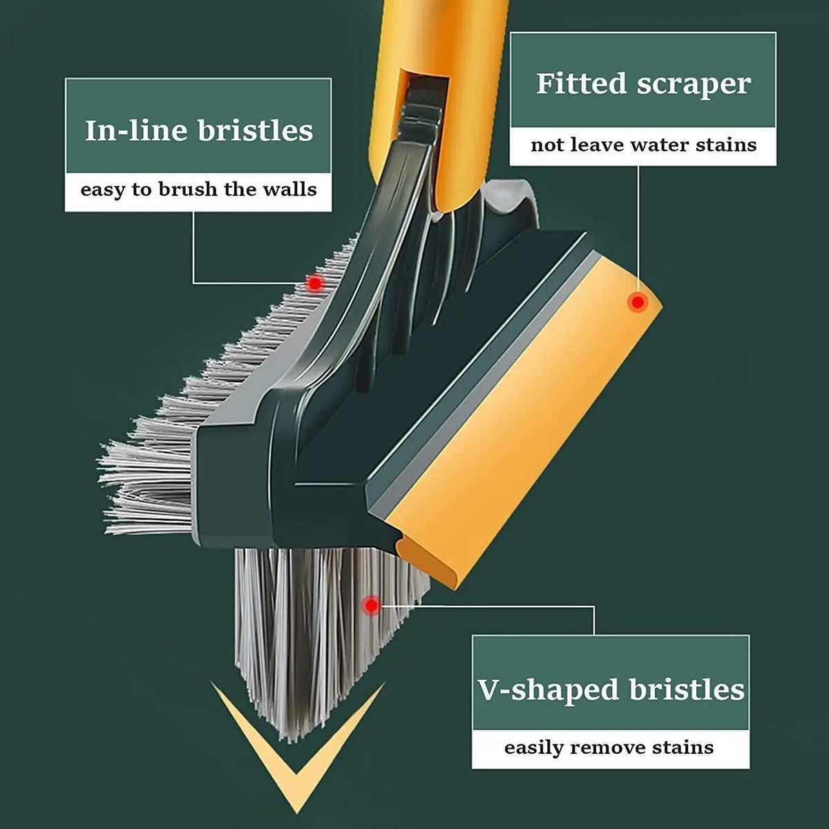 3 in 1 Floor Cleaning Broom Brush Rotating Tile Glass Wiper Scrubber