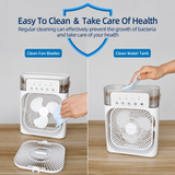 Portable Mini Air Cooler Fan with Water Mist & LED Light