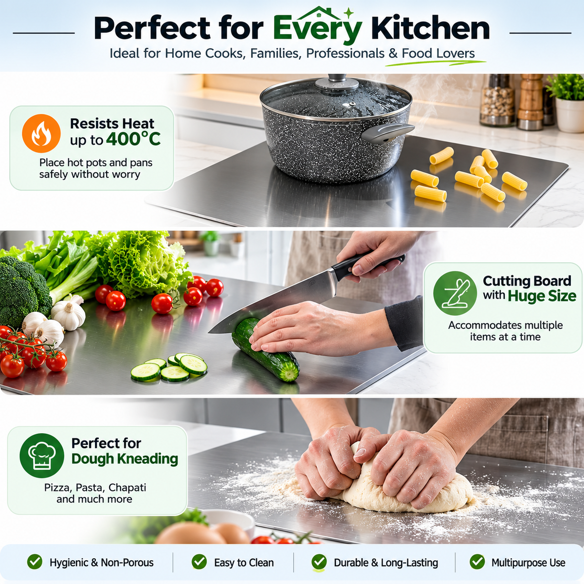 Heavy-Duty Rust-Resistant Stainless Steel Chopping Board
