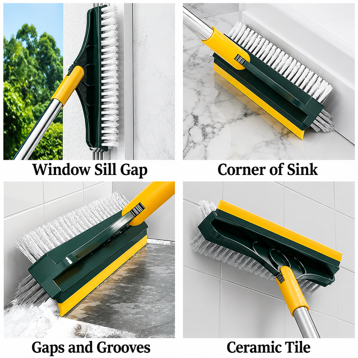 3 in 1 Floor Cleaning Broom Brush Rotating Tile Glass Wiper Scrubber