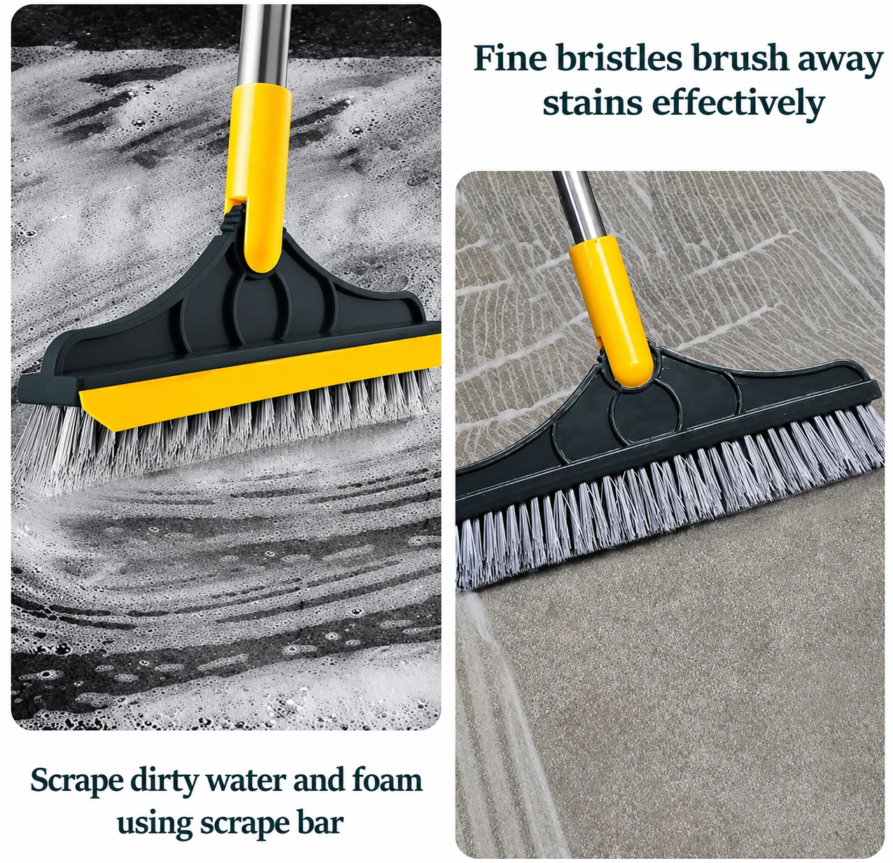 3 in 1 Floor Cleaning Broom Brush Rotating Tile Glass Wiper Scrubber