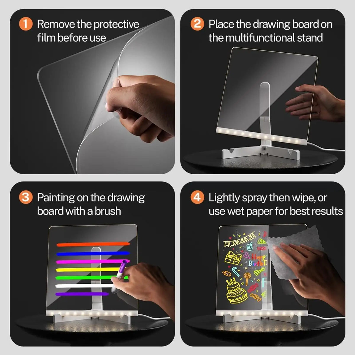 3D LED Light Glass Acrylic Writing pad