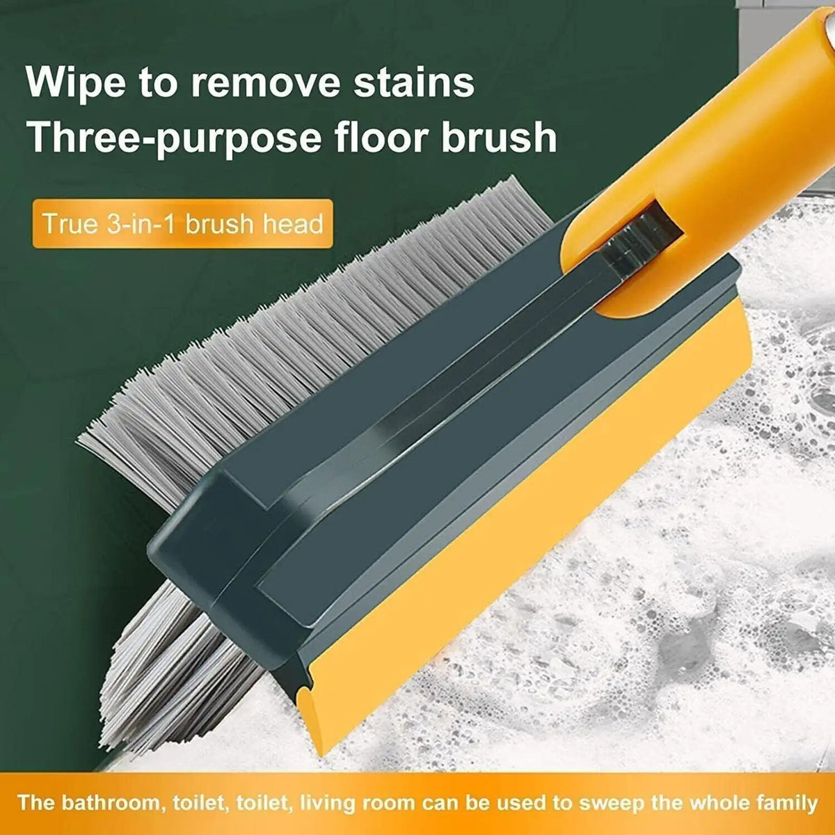 3 in 1 Floor Cleaning Broom Brush Rotating Tile Glass Wiper Scrubber