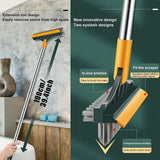3 in 1 Floor Cleaning Broom Brush Rotating Tile Glass Wiper Scrubber