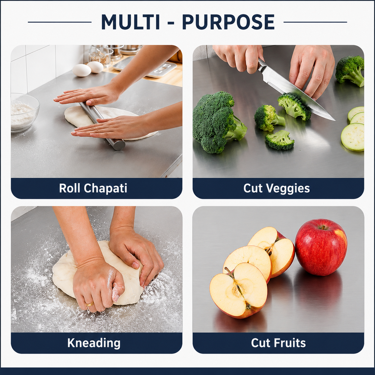 Heavy-Duty Rust-Resistant Stainless Steel Chopping Board