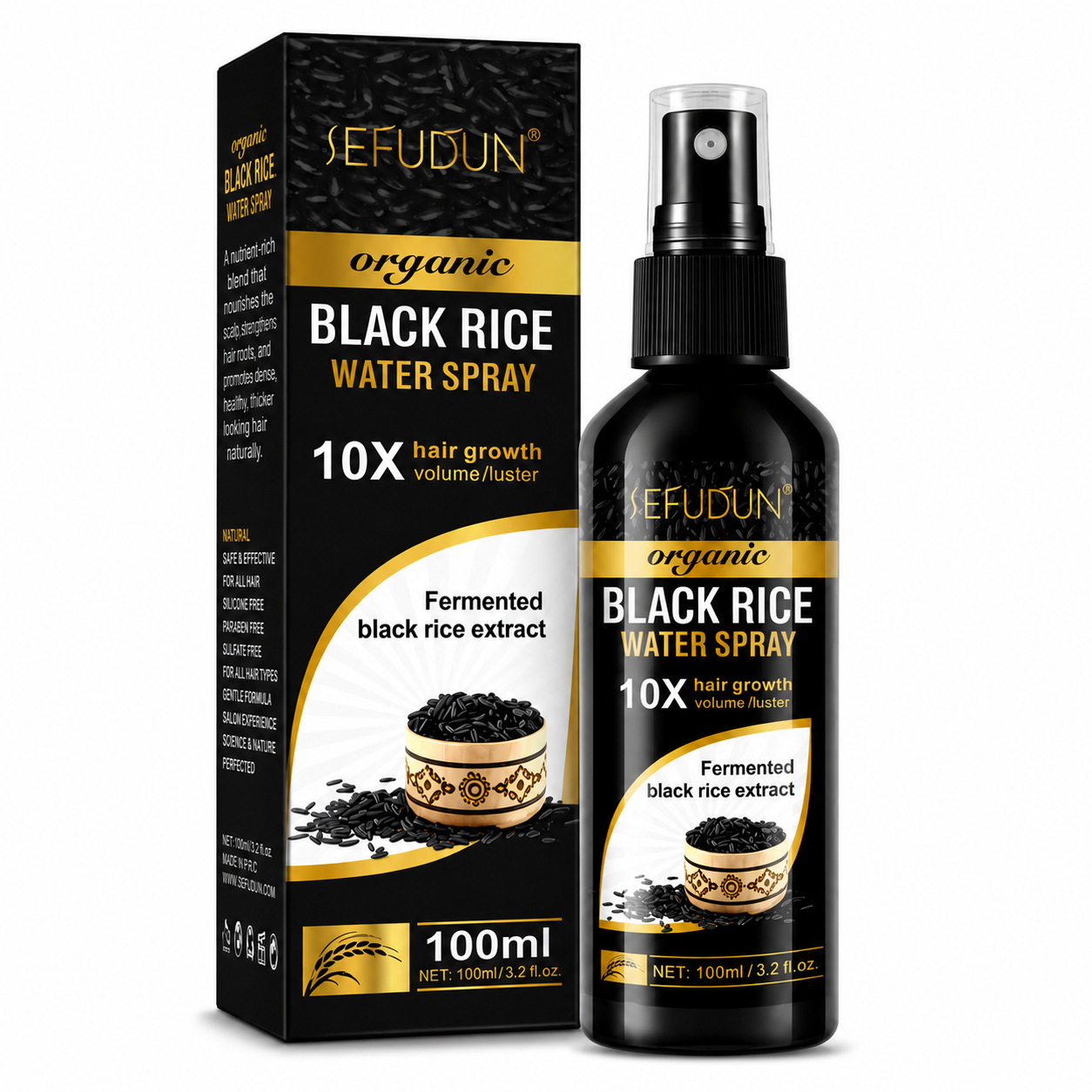 Black Rice Water Spray For Hair Root Strengthening & Growth (Pack Of 2)