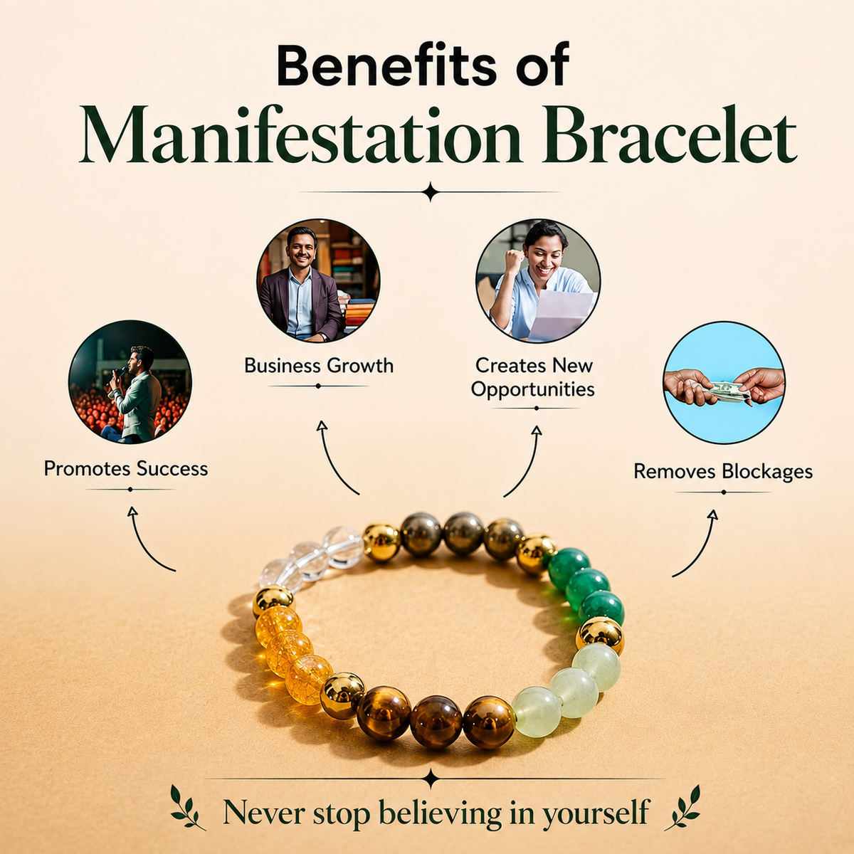 Money Magnet and Manifestation Crystal Bracelet (for Men and Women)