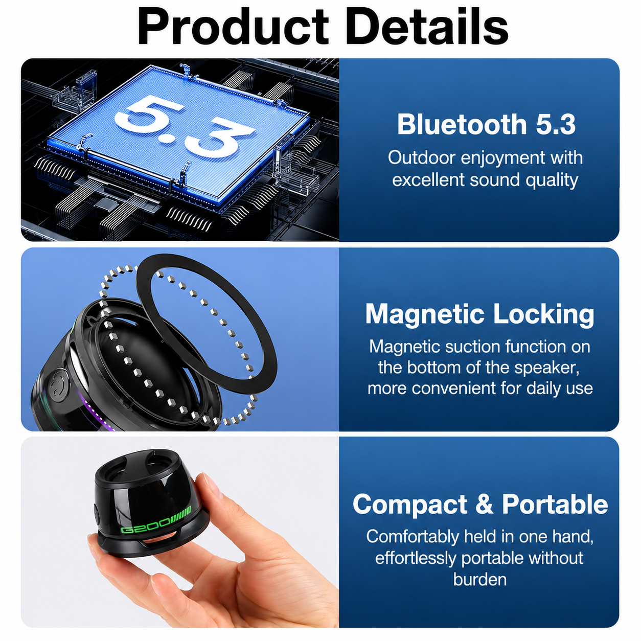 Multifunctional Magnetic Portable Bluetooth Speaker