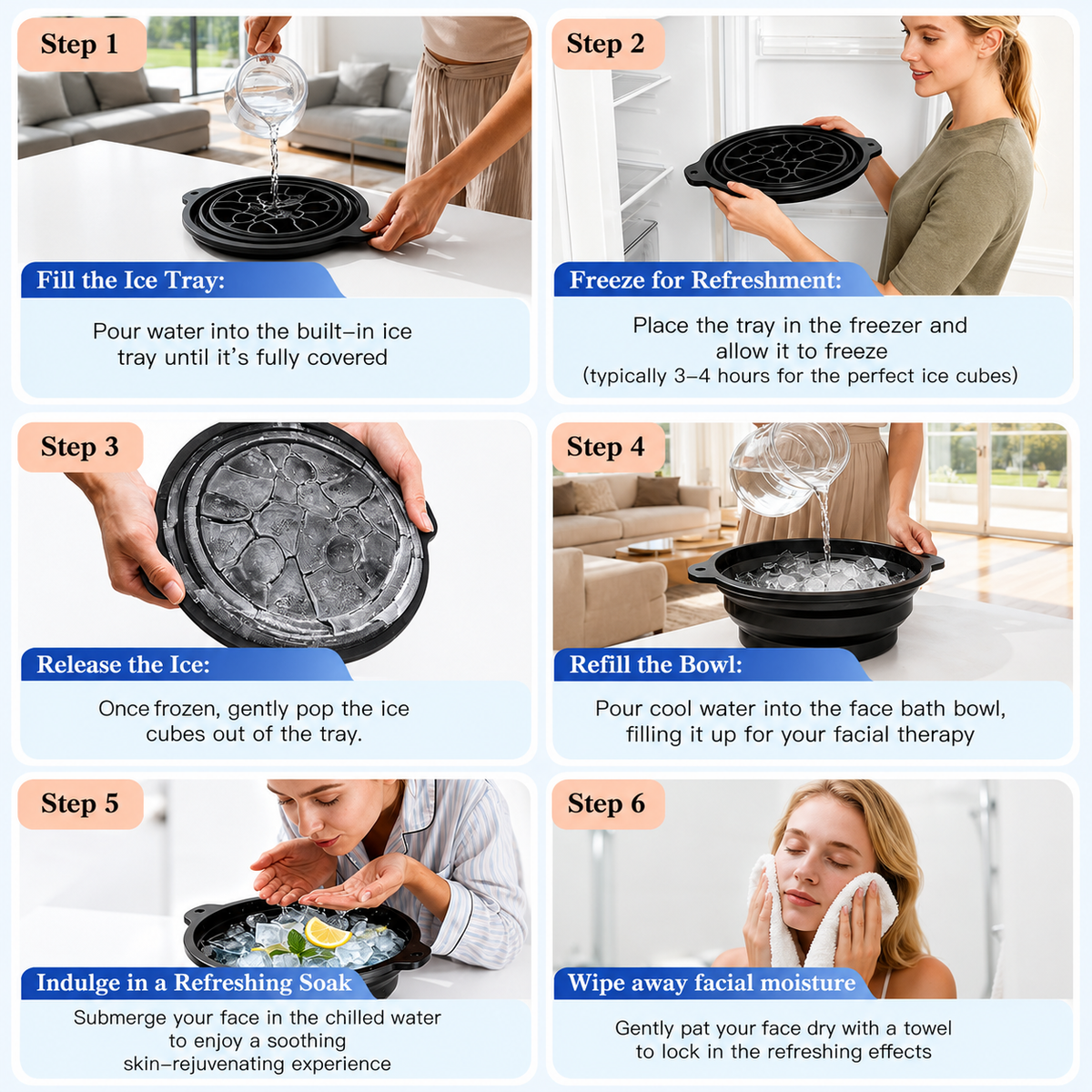 Reusable Silicone Facial Cooling & Ice Therapy Bowl