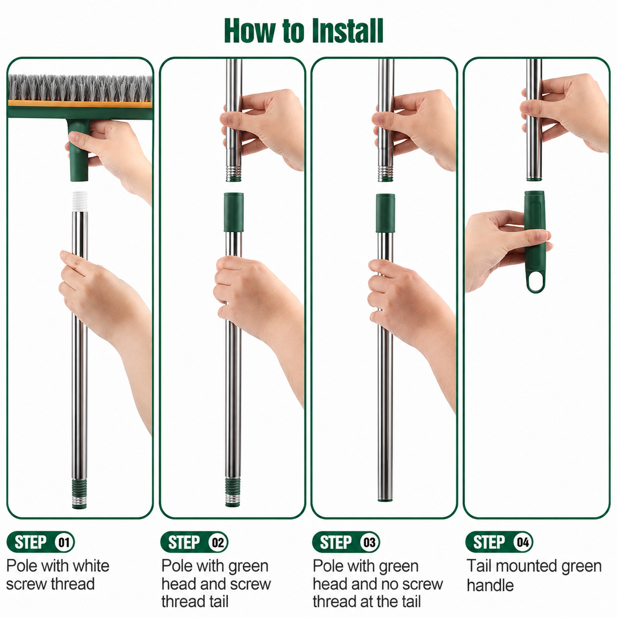 3 in 1 Floor Cleaning Broom Brush Rotating Tile Glass Wiper Scrubber