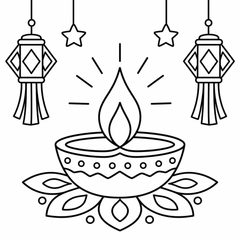 Diwali diya tracing sheet
